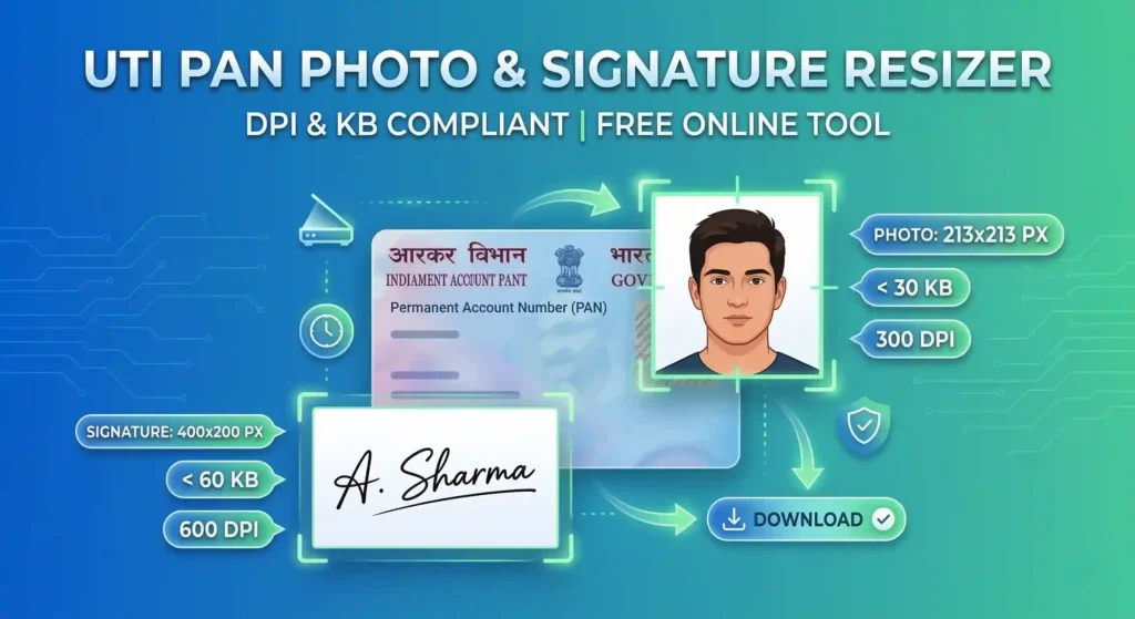 UTI PAN Photo and Signature Resizer | 213x213 Px And 300 DPI